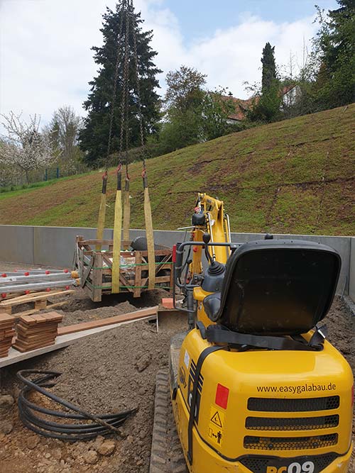 Gartenanlage am hang bauphase