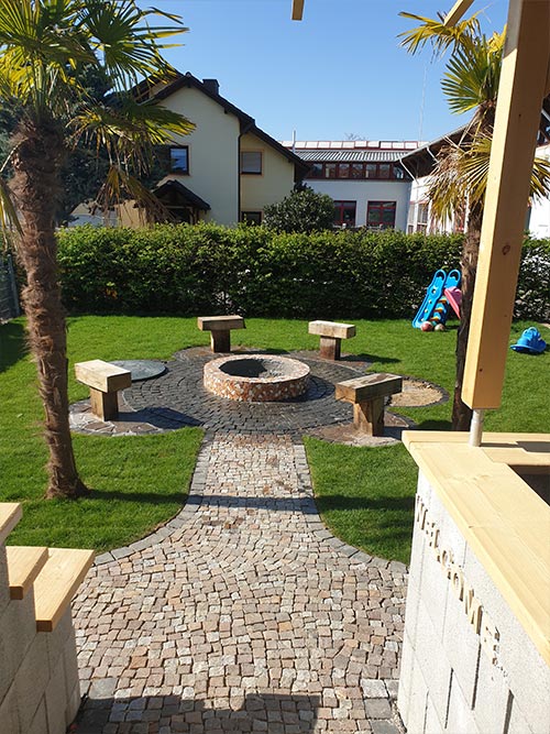 außenanlagen mit feuerstelle